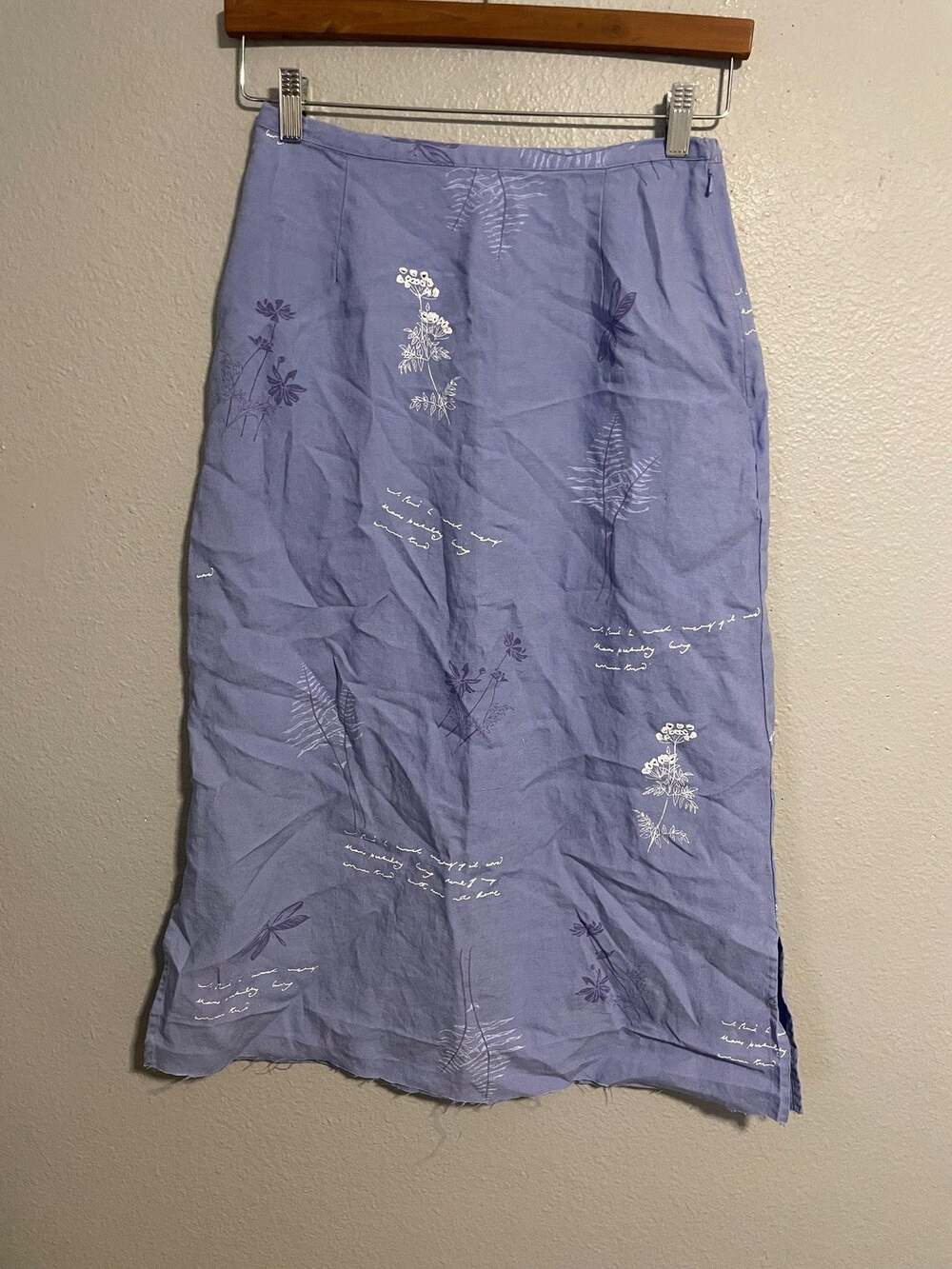 Northern Isles Womens Skirt Size 8 Purple Linen Floral Garden Lagenlook 90s